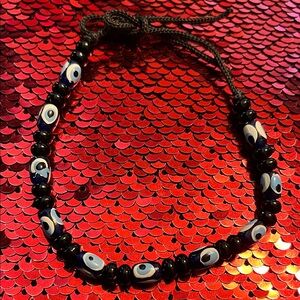 Black and Blue Evil Eye Beaded Bracelet